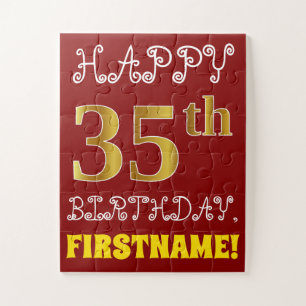 Quebra-cabeça Vermelho, Faux Dourado 35º Aniversário + Quebra-ca