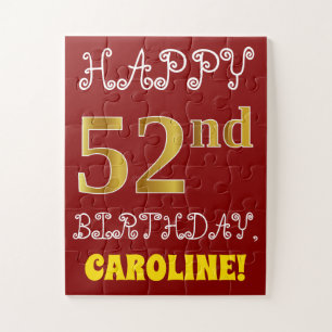 Quebra-cabeça Vermelho, Faux Dourado 52º Aniversário + Quebra-ca
