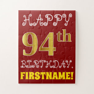 Quebra-cabeça Vermelho, Faux Dourado 94º aniversário + Quebra-ca