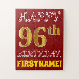 Quebra-cabeça Vermelho, Faux Dourado 96º aniversário + Quebra-ca