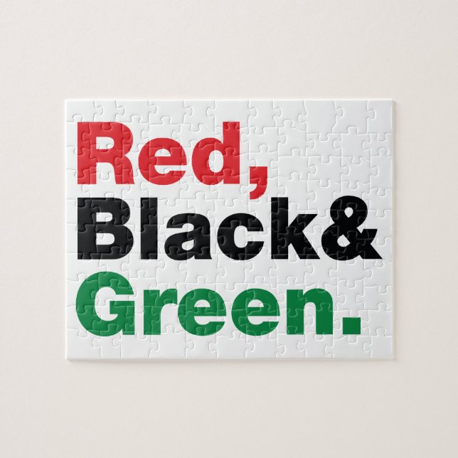 Quebra-cabeça Vermelho, Preto e Verde. (Horizontal)
