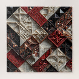Quebra-cabeça Vermelho Preto Marfim Micro Mosaico 3D Geométrico