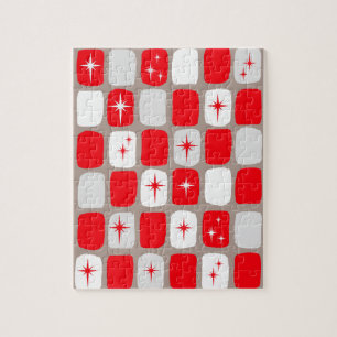 Quebra-cabeça vermelho retro de Starbursts