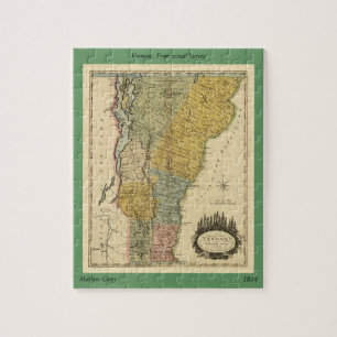 Quebra-cabeça Vermont, Da Pesquisa Real - Mapa Do Vintage 1814