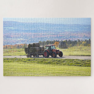 Quebra-cabeça Vermont Trator Hauling Hay Bales