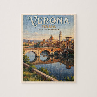 Quebra-cabeça Verona Itália Rio Adige Viagem Vintage