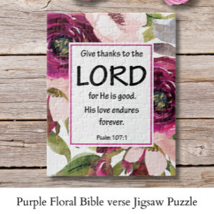 Quebra-cabeça Verso da Bíblia Floral Roxo