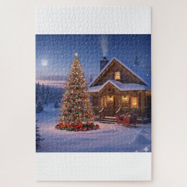 Quebra-cabeça Véspera de Natal ao Luar-Cena de Puzzle Aconchegan (Vertical)