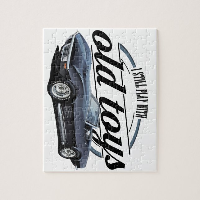 Quebra-cabeça vette preto dos brinquedos velhos (Vertical)