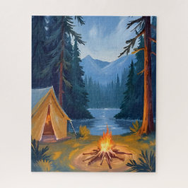 Quebra-cabeça Viagem de Acampamento Fogueira Floresta Tenda Aqua