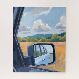 Quebra-cabeça Viagem de Carro | Espelho Retrovisor Aquarela Viag