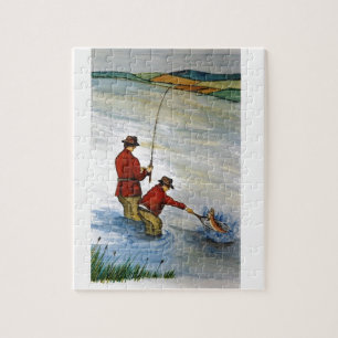 Quebra-cabeça Viagem de pesca do pai e do filho