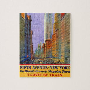 Quebra-cabeça Viagem de Vintage New York Quinta Avenida por Trai