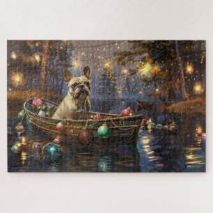 Quebra-cabeça Viagem Festiva de Natal do Bulldog Francês