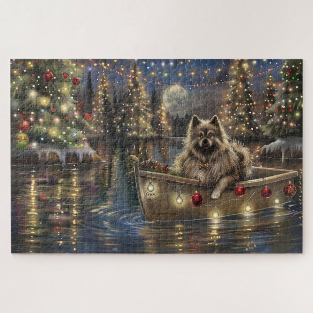 Quebra-cabeça Viagem Festiva de Natal do Keeshond (Horizontal)