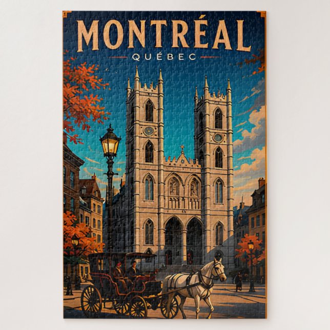 Quebra-cabeça ⛪ Viagem Montreal Quebec Retro 🇨🇦 (Vertical)