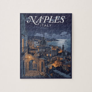 Quebra-cabeça Viagem Noturna ao Vintage Nápoles Itália