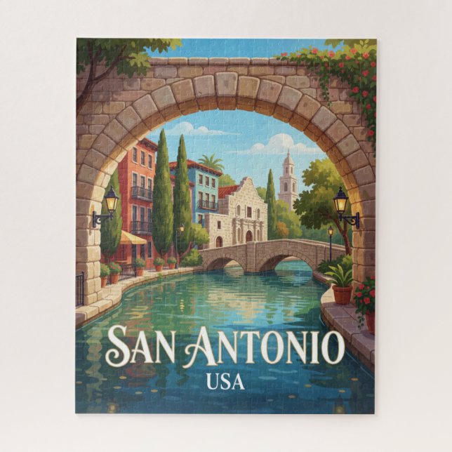 Quebra-cabeça Viagem pelo Rio San Antonio Texas (Vertical)