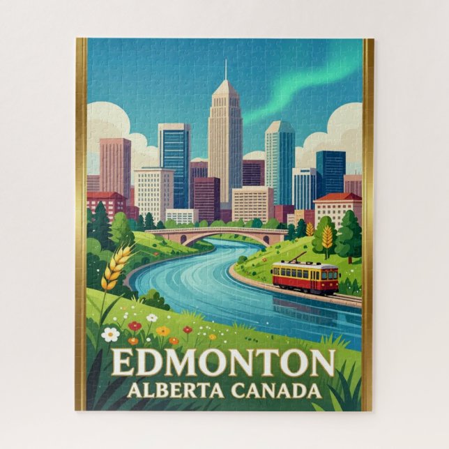 Quebra-cabeça Viagem pelo Vale do Rio Edmonton Alberta (Vertical)
