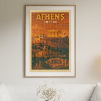 Quebra-cabeça Viagem Retro Atenas Grécia