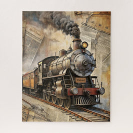 Quebra-cabeça Viagem Retro em Trem a Vapor Personalizado Vintage