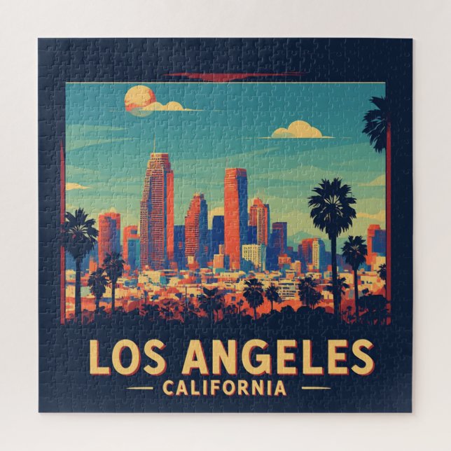 Quebra-cabeça Viagem Retro Los Angeles Califórnia (Vertical)