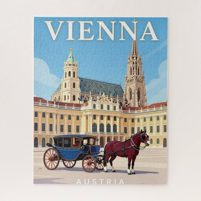 Quebra-cabeça Viagem Viena Áustria Pontos Turísticos Históricos  (Vertical)