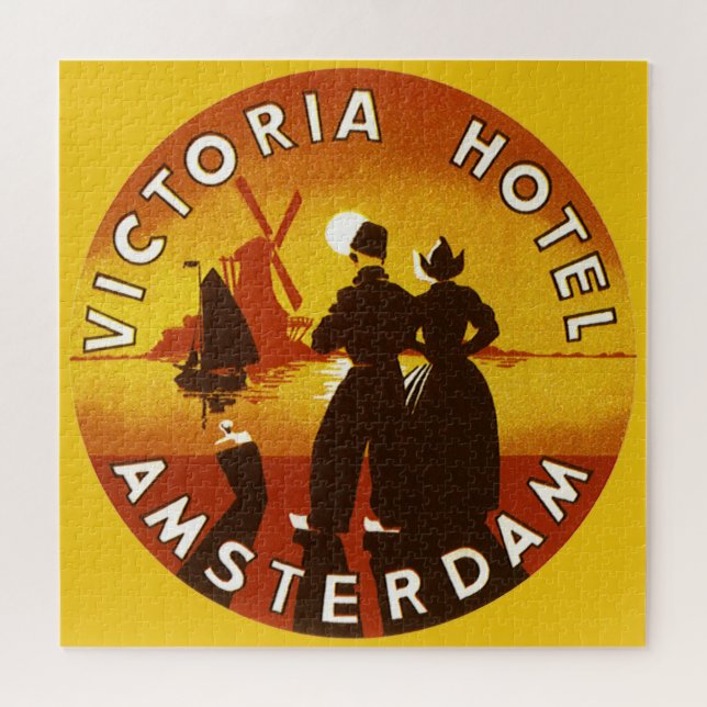Quebra-cabeça Viagens Clássicas, Hotel Victoria, Amsterdã, Holan (Horizontal)