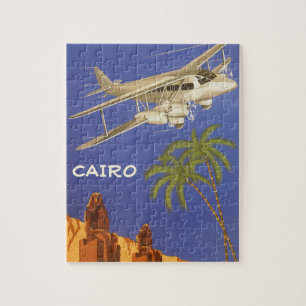 Quebra-cabeça Viagens vintage ao Cairo, Eygpt, Avião de Biplano