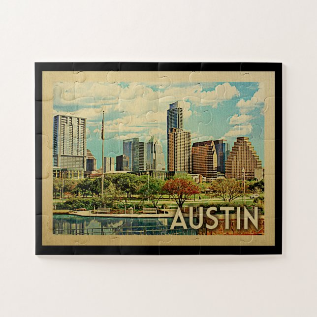 Quebra-cabeça Viagens vintage Austin Texas (Horizontal)