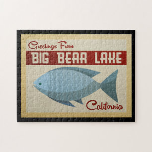 Quebra-cabeça Viagens vintage azuis dos peixes do lago big Bear