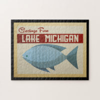 Viagens vintage azuis dos peixes do Lago Michigan