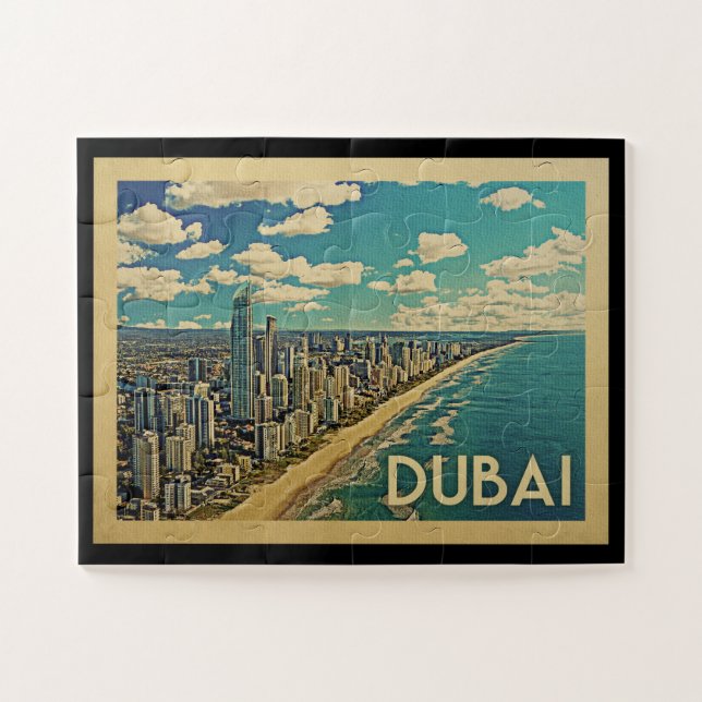 Quebra-cabeça Viagens vintage da costa de Dubai (Horizontal)