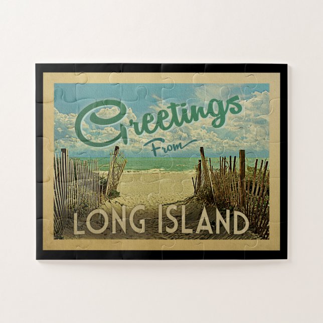 Quebra-cabeça Viagens vintage da praia de Long Island (Horizontal)