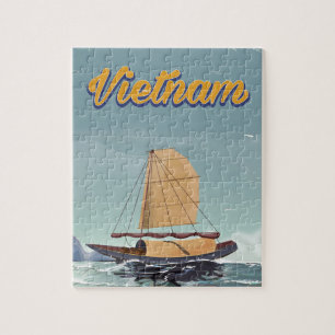 Quebra-cabeça Viagens vintage de barco de pesca do Vietname