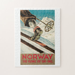 Quebra-cabeça Viagens vintage de esportes de esqui da Noruega