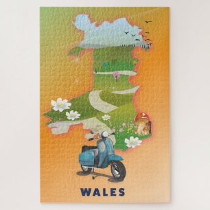 Quebra-cabeça Viagens vintage de mapa do País de Gales