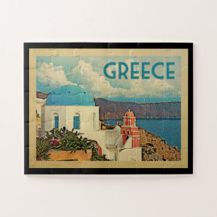 Quebra-cabeça Viagens vintage de Santorini da piscina