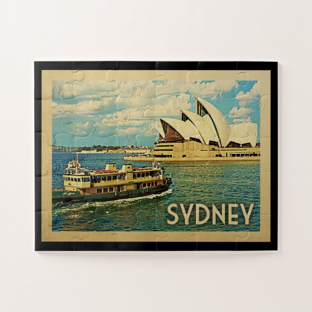 Quebra-cabeça Viagens vintage de Sydney Austrália (Horizontal)