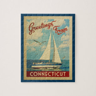 Quebra-cabeça Viagens vintage de veleiro de Connecticut