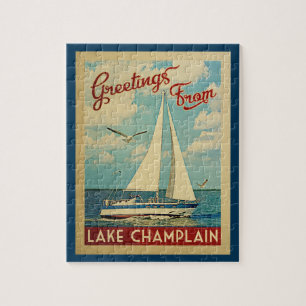 Quebra-cabeça Viagens vintage do Lago Champlain Sailboat