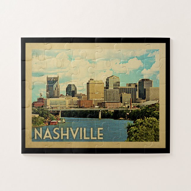 Quebra-cabeça Viagens vintage do Tennessee Nashville (Horizontal)