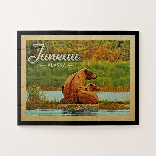 Quebra-cabeça Viagens vintage Juneau Alaska Bears (Horizontal)