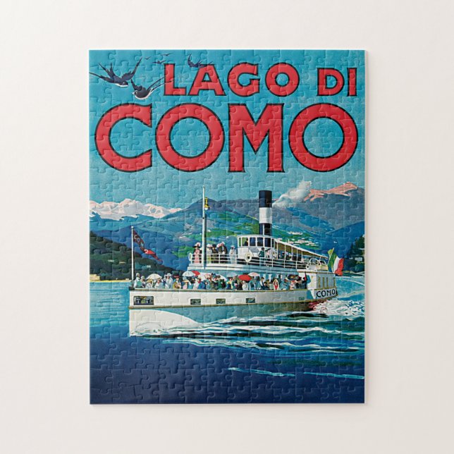 Quebra-cabeça Viagens vintage Lago Como Itália Navio (Vertical)