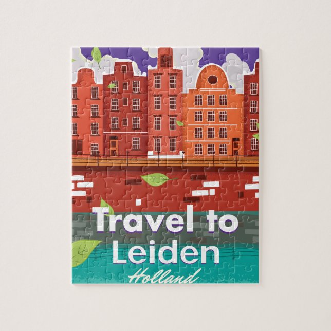 Quebra-cabeça Viaje para Leiden Holanda pôster de viagem de dese (Vertical)