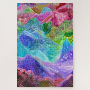 Quebra-cabeça Vibrant Crystal Mountain Abstrato