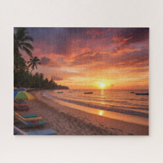 Quebra-cabeça Vibrant Tropical Sunset Beach Landscape Puzzle