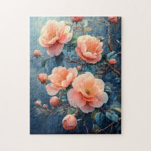 Quebra-cabeça Vibrante Flores De Pênia Rosa Aquarela