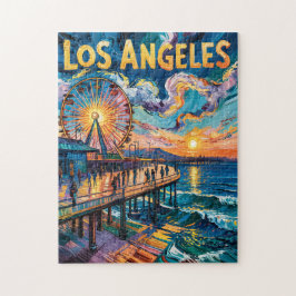 Quebra-cabeça Vibrante Pier de Los Angeles Pôr do Sol Van Gogh V