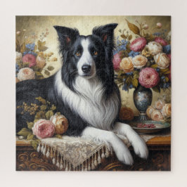Quebra-cabeça Victorian Border Collie e Rosa 676 Piece Quebra-ca
